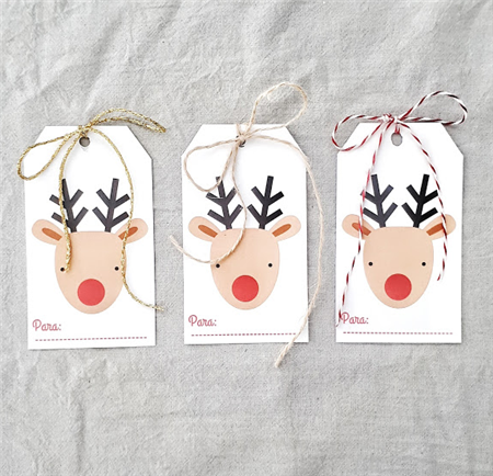 Tarjetas largas con cinta grandes Reindeer 12u